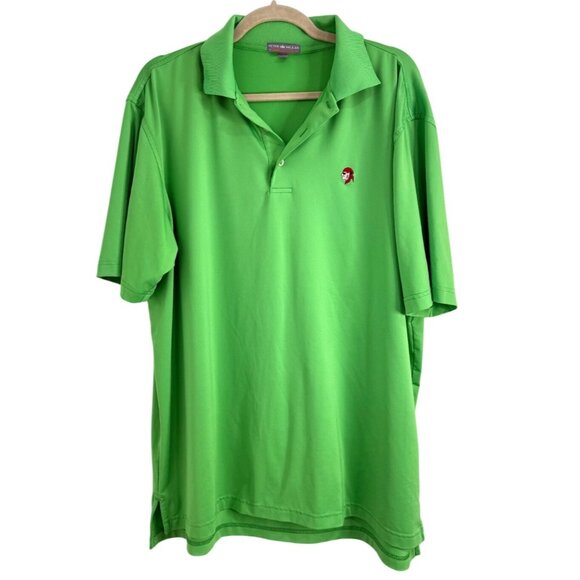 Peter Millar Summer Comfort Green Polo Shirt Gasparilla Club Logo Pirate Mens L - Picture 1 of 7